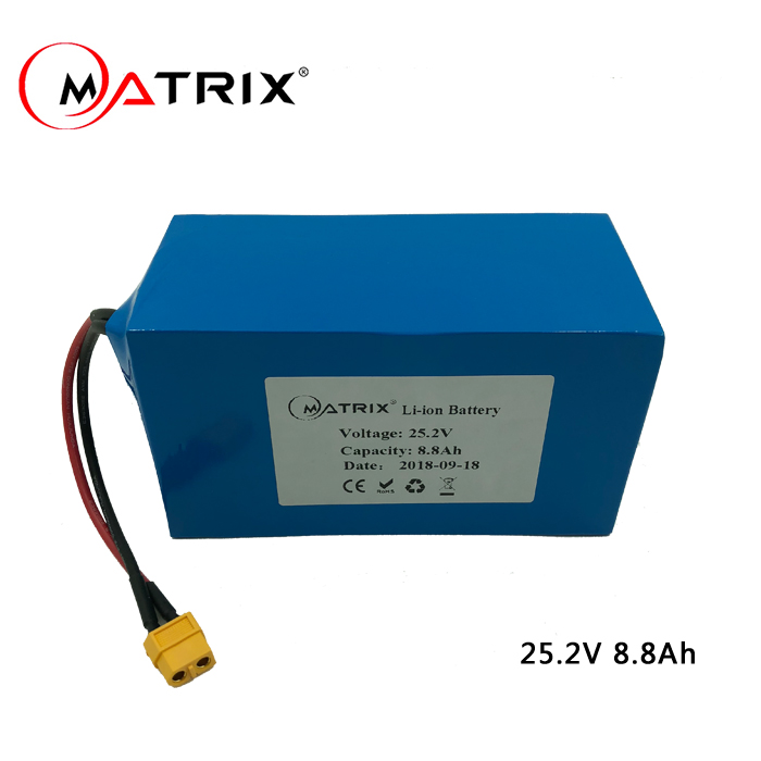Matrix 25.2v 8.8ah scooter battery Lithium-Ion Battery Pack for Bicycle and Scooter